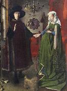 Jan Van Eyck The Italian kopmannen Arnolfini and his youngest wife some nygifta in home in Brugge Spain oil painting reproduction